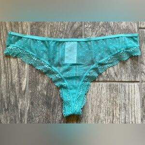 New Secret Treasures Mesh and Lace Thong Panties Size XL Sea Green
